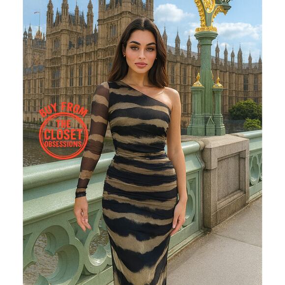 ZARA BLOGGER FAVE!!! Asymmetric Midi Dress NWT LAST ONE!!! - Picture 1 of 16